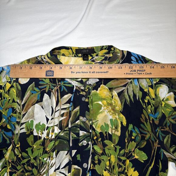 J Crew Tropical Floral Long Sleeve Button Preppy Feminine SILK Dress Womens Sz S - Picture 3 of 13